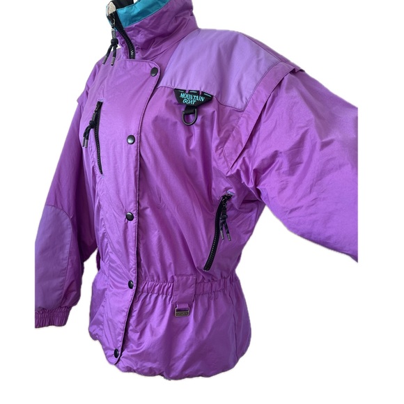 Vintage 80s Mountain Goat purple & turquoise ski jacket w shoulder pads Women M. - Picture 2 of 16